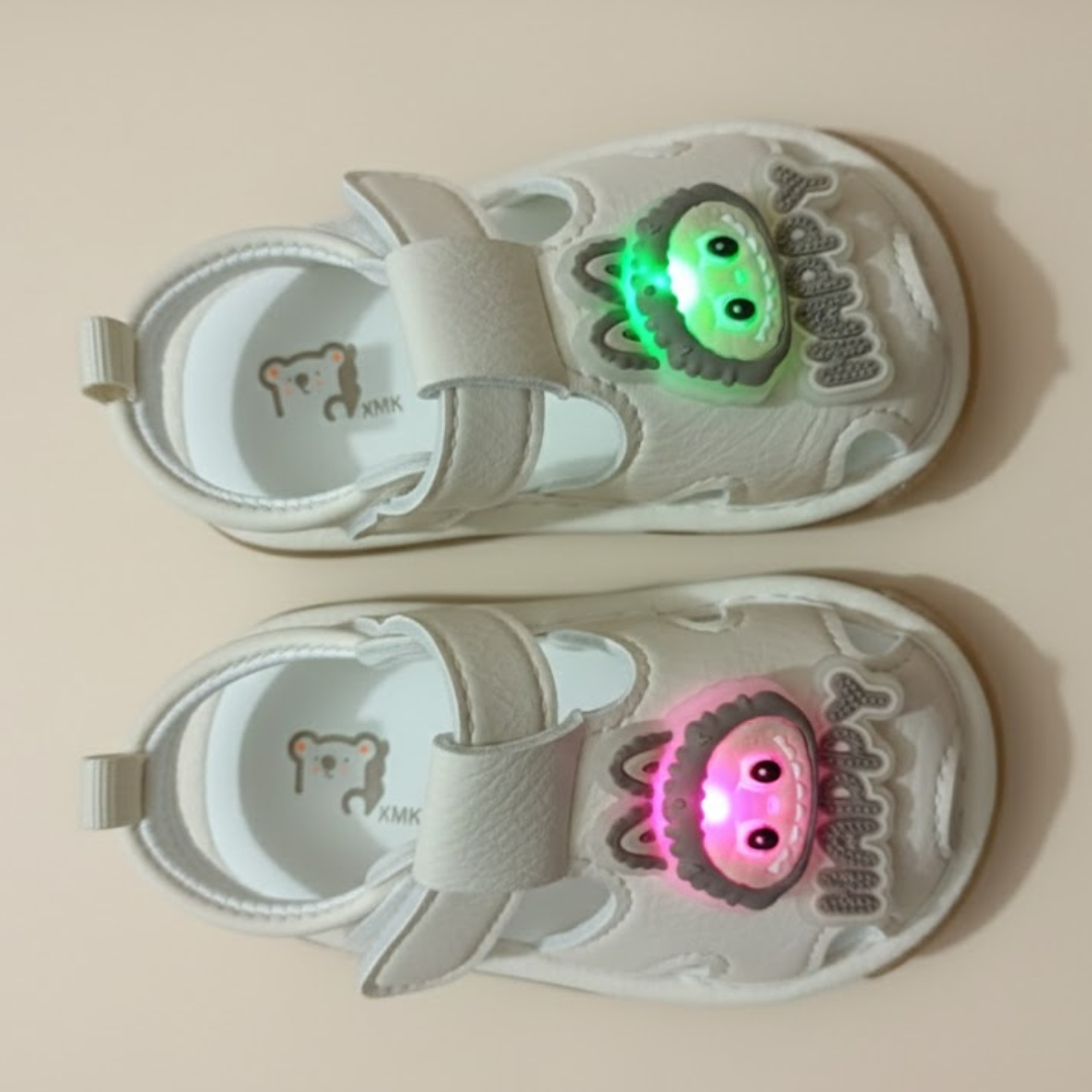 “HAPPY” Baby Sandals -Off White With Light